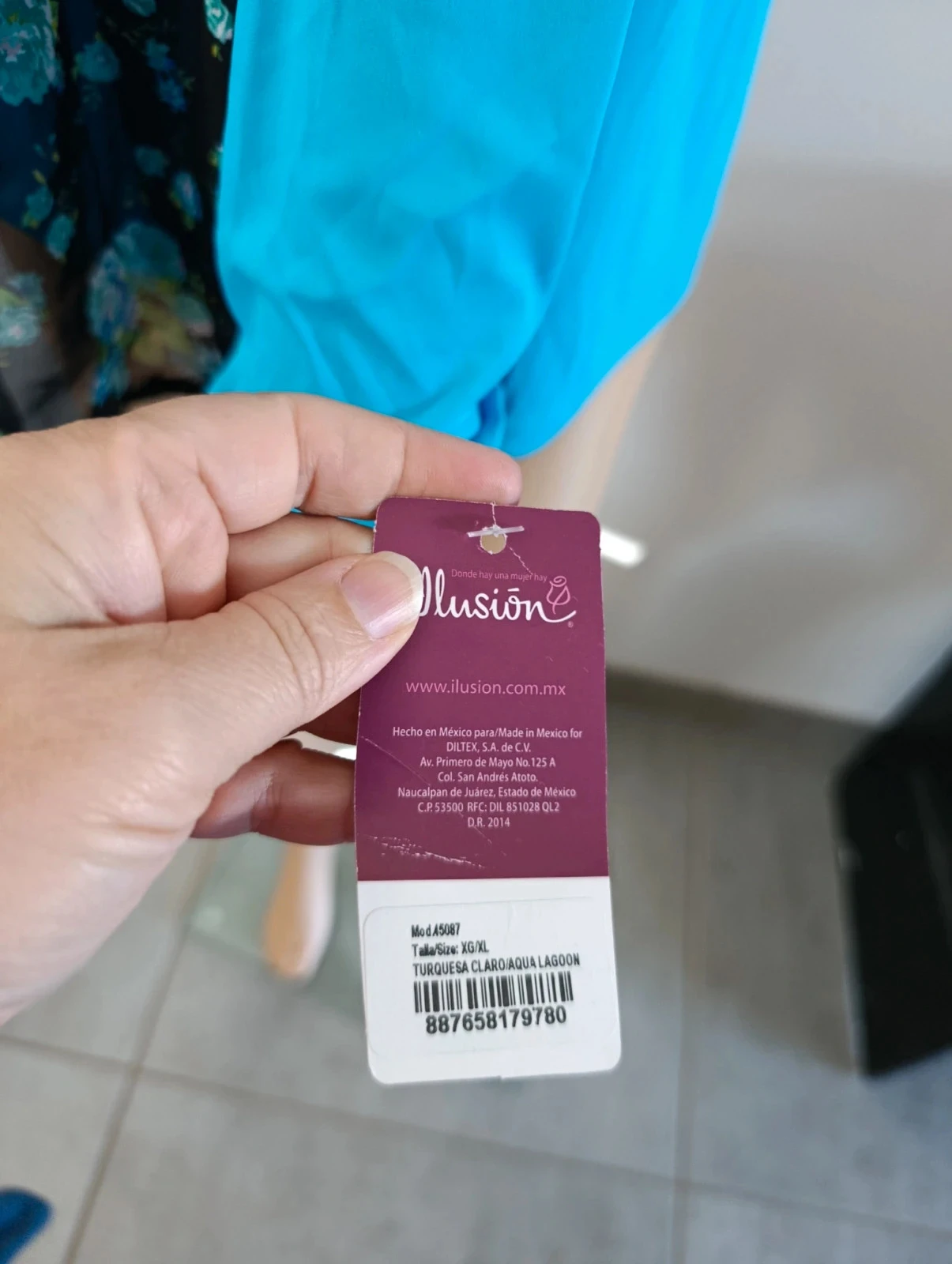 Haut femme Illusion bleu effet 2-en-1 avec voile fleuri – Taille M (8) – photo 8